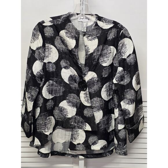 Joseph Ribkoff Size 8 Dot Jacket Black And White NWOT MSRP $ 289 Single Button - Picture 2 of 6
